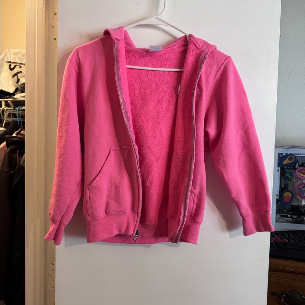 Kids Pink Zip-Up Hoodie Sweatshirt
